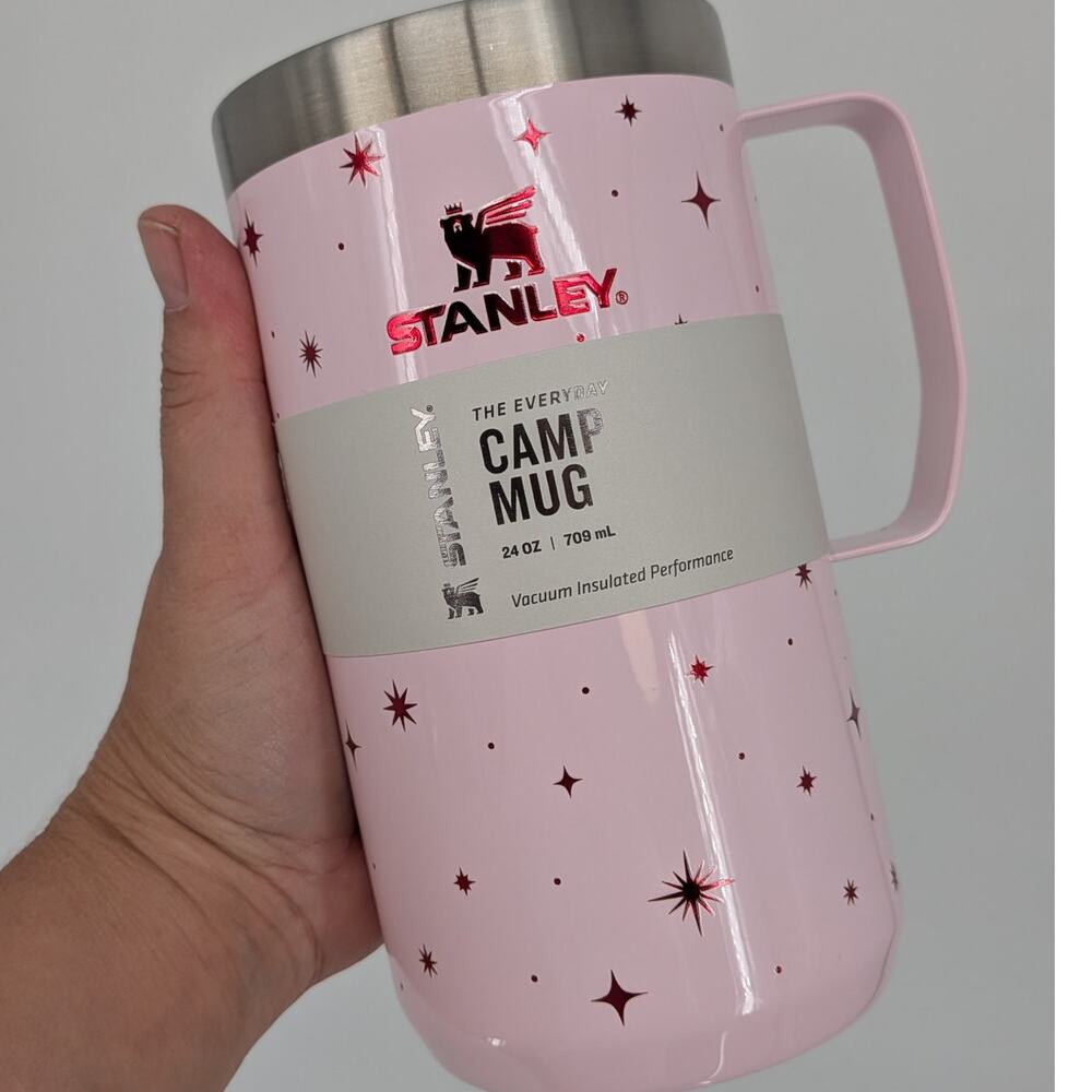 New Stanley cup coffee The Stay-Hot Camp Mug 24 OZ Soft Pink Night Sky 2026